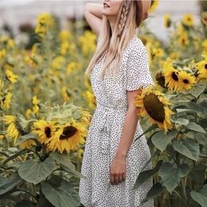 Sienna Sky Elegant White Polka Dot Dress